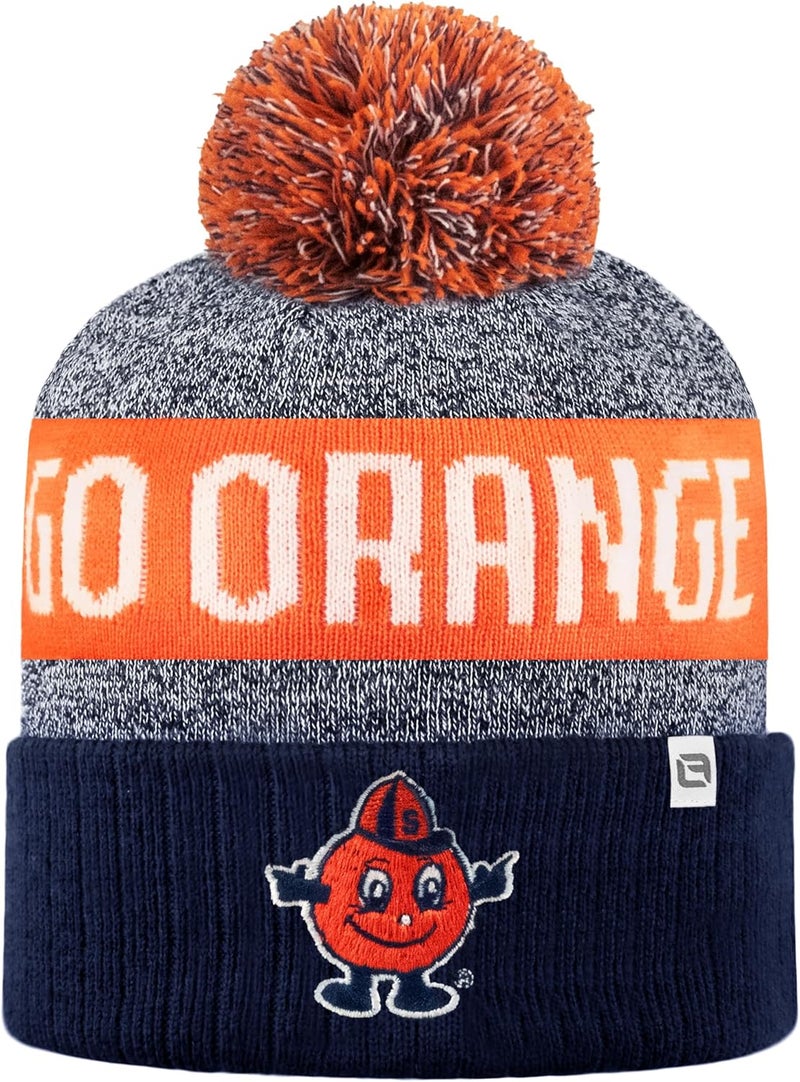 LogoFit NCAA Team Color-Embroidered Logo -Cuffed Knit Skully Beanie Pom Hat-OSFM - Image 2